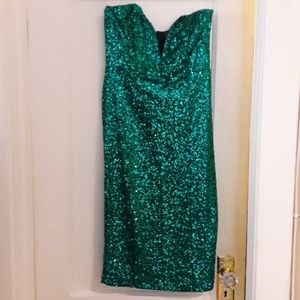 Akira Sequin Midi Dress w/ plunging neckline